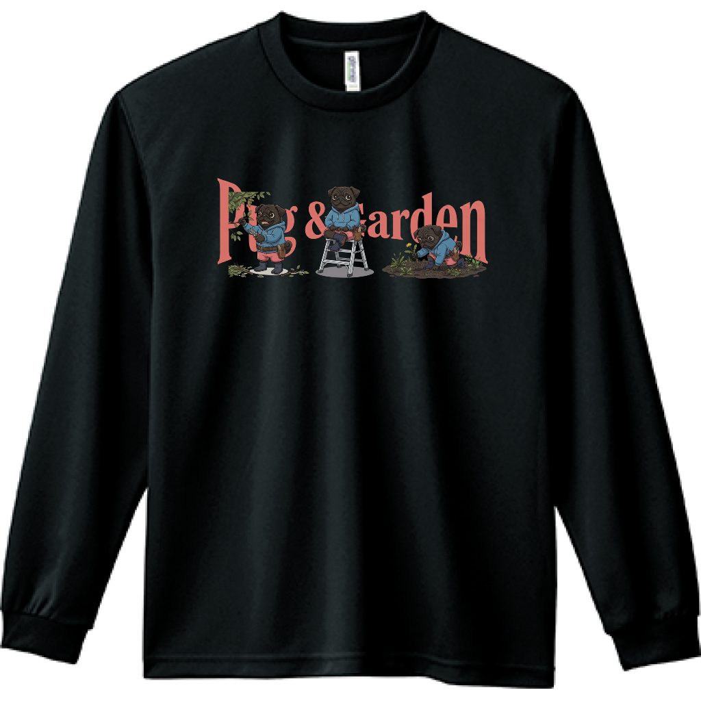 植木屋のパグちゃん長袖Tシャツ